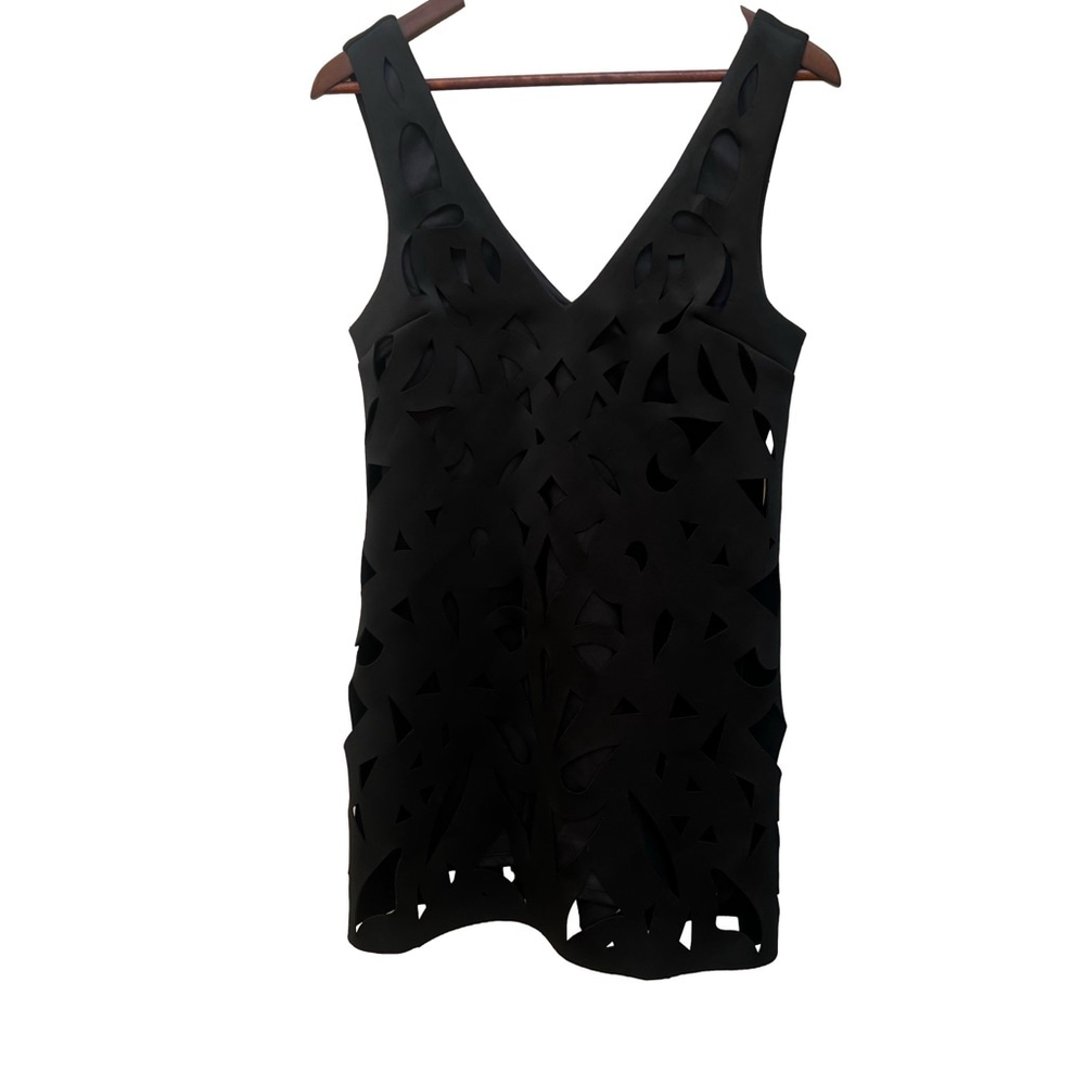 NWT ASOS Laser Cut Structured Mini Dress in Black Size 4